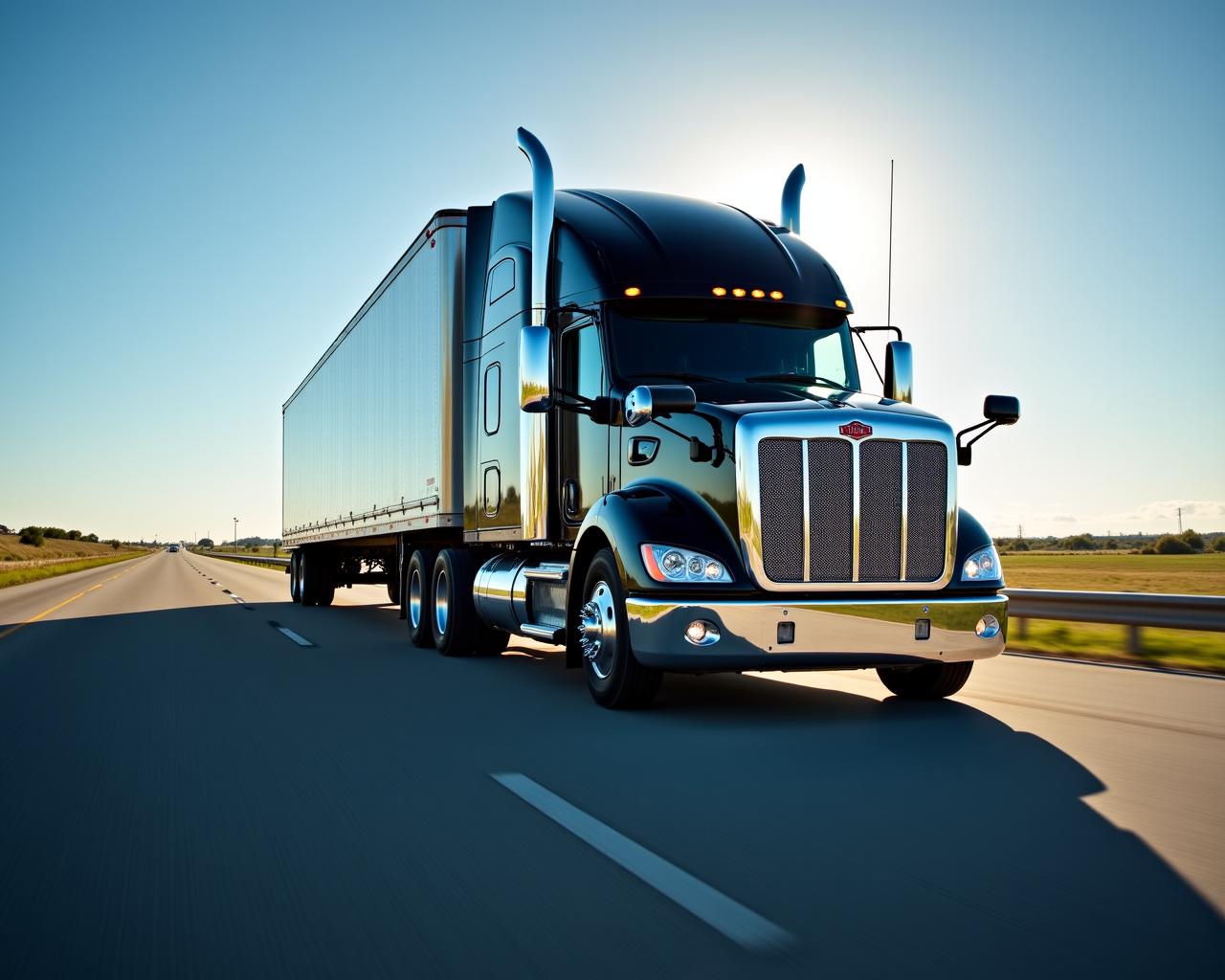 Modern logistics truck on the road